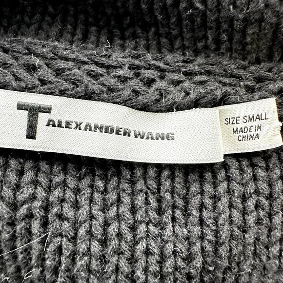 T Alexander Wang Hoodie Knit Sweater Relaxed Pullover 100% Cotton Black Small - Picture 2 of 4